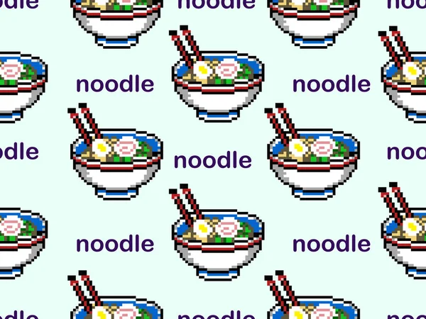 Noodle Cartoon Figur Nahtlose Muster Auf Blauem Hintergrund Pixel Stil — Stockvektor
