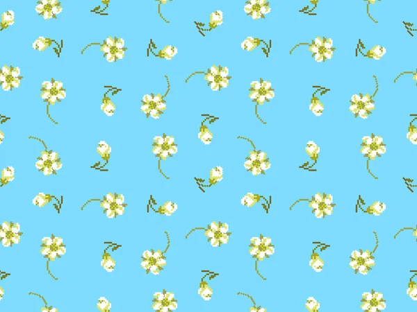 Fleur Dessin Animé Personnage Motif Sans Couture Sur Fond Bleu — Image vectorielle