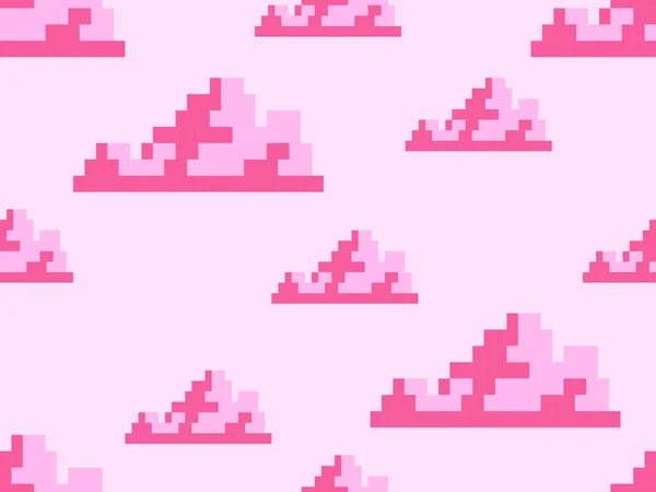 Cloud Stripfiguur Naadloos Patroon Roze Achtergrond Pixel Stijl — Stockvector