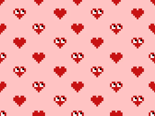 Corazón Patrón Sin Costuras Personaje Dibujos Animados Sobre Fondo Rosado — Vector de stock