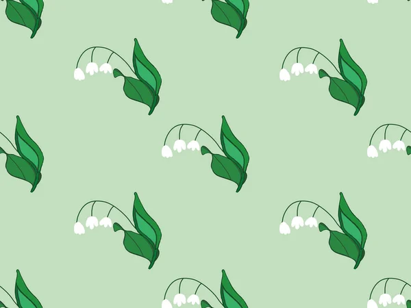 緑の背景に花のキャラクターのシームレスなパターン — ストックベクタ
