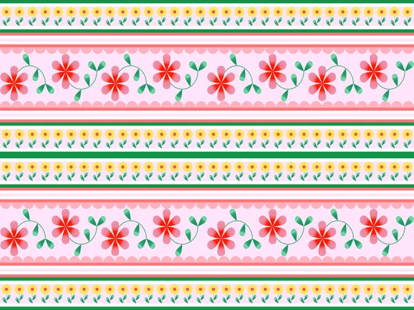 Motif Géométrique Ethnique Abstrait Imprimé Bordure Tradition Motif Floral Oriental — Image vectorielle