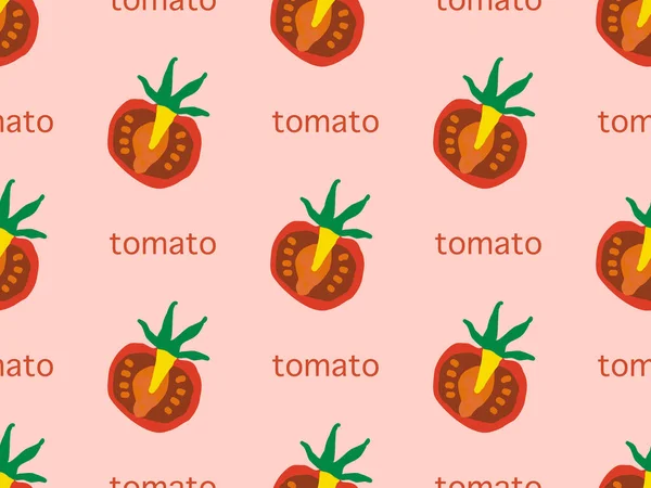 Personnage Dessin Animé Tomate Motif Sans Couture Sur Fond Rouge — Image vectorielle