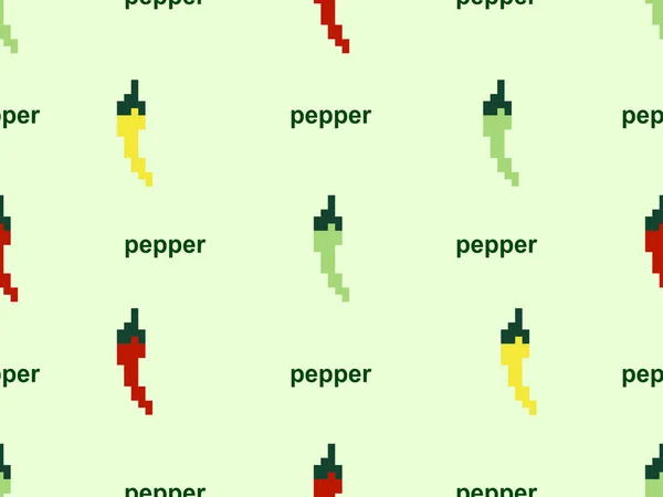 Pfeffer Cartoon Figur Nahtlose Muster Auf Grünem Hintergrund Pixel Stil — Stockvektor