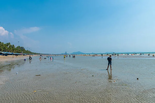 Chonburi Thailand Maart 2021 Atmosfeer Rond Bang Saen Beach — Stockfoto