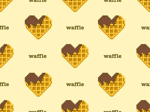 Waffle Personaje Dibujos Animados Patrón Sin Costuras Sobre Fondo Amarillo — Archivo Imágenes Vectoriales