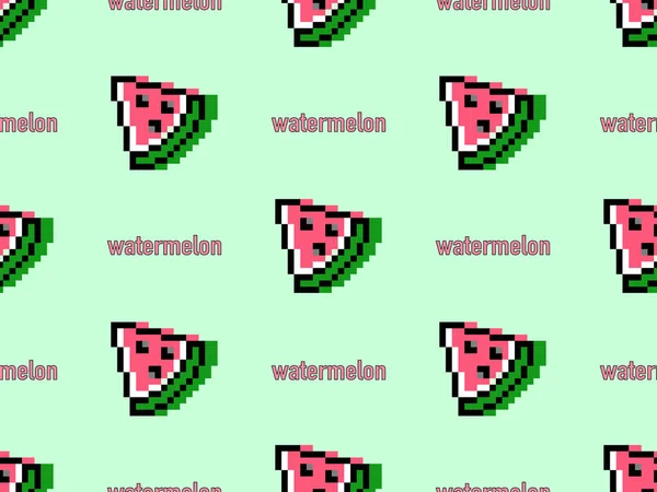 Watermelon Cartoon Character Seamless Pattern Green Background — Stock Vector