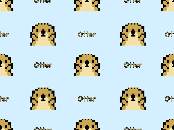 Otter Patrón Sin Costuras Personaje Dibujos Animados Sobre Fondo Azul — Vector de stock