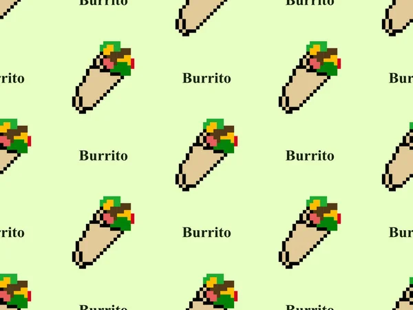 Burrito Cartoonfigur Nahtloses Muster Auf Grünem Hintergrund Pixelstil — Stockvektor