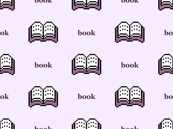 Book cartoon character seamless pattern on purple background.