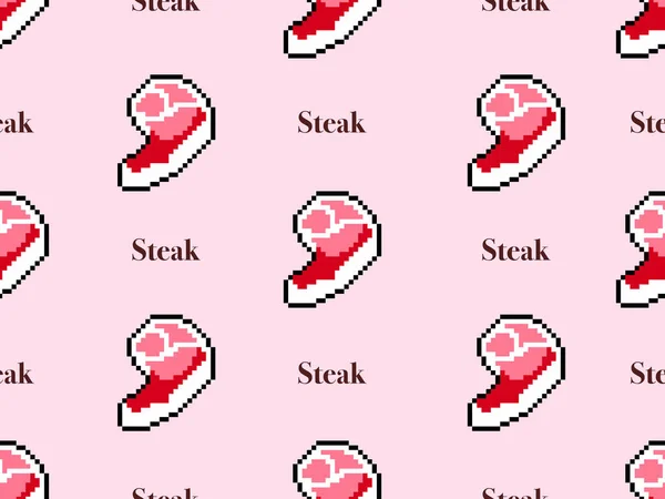 Steak Stripfiguur Naadloos Patroon Roze Achtergrond — Stockfoto