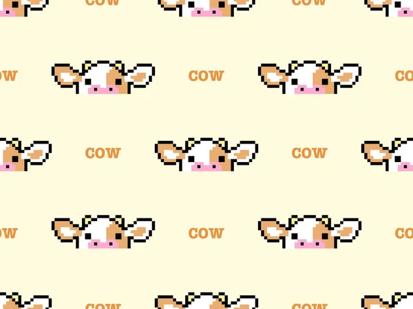 Cow Cartoon Character Seamless Pattern Yellow Background — стоковый вектор