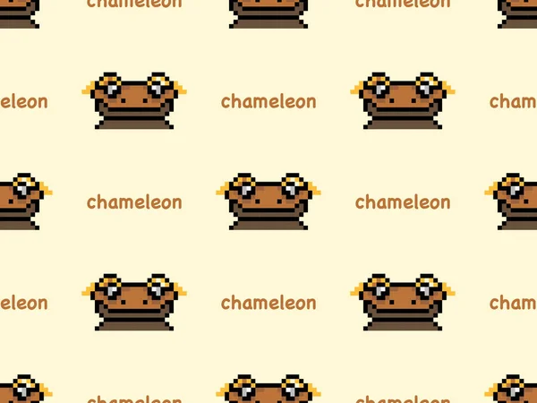 Chameleon Cartoon Character Seamless Pattern Yellow Background — ストックベクタ