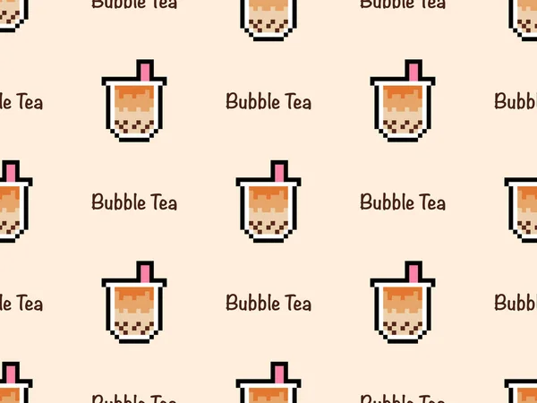 Bubble Tea Rajzfilm Karakter Zökkenőmentes Minta Narancs Háttér — Stock Vector