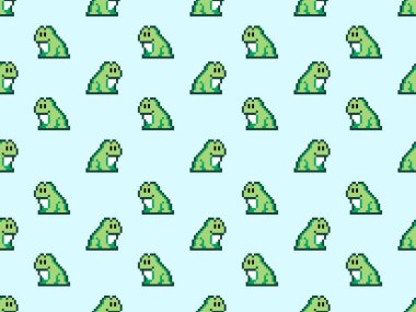 Mavi arkaplandaki kurbağa çizgi film karakteri kusursuz desen.