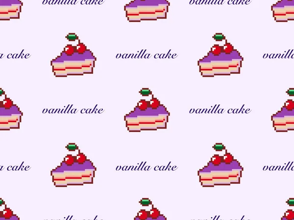 紫の背景にケーキ漫画のキャラクターシームレスパターン — ストックベクタ