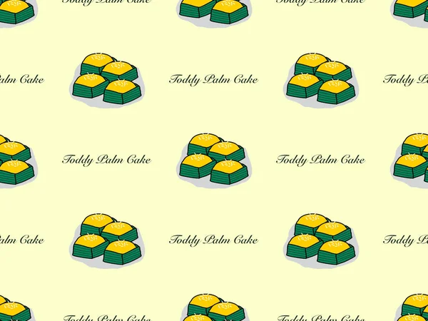 Toddy Palm Cake Χαρακτήρα Κινουμένων Σχεδίων Απρόσκοπτη Μοτίβο Κίτρινο Φόντο — Διανυσματικό Αρχείο