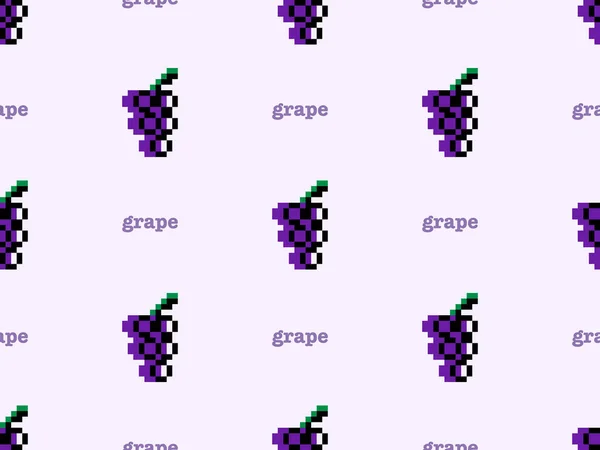 Grape Cartoon Character Seamless Pattern Purple Background — Vector de stock