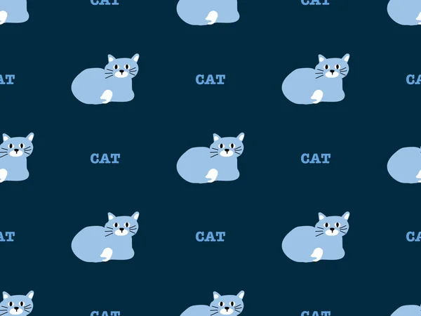 Cat Cartoon Character Seamless Pattern Blue Background — Stockvektor