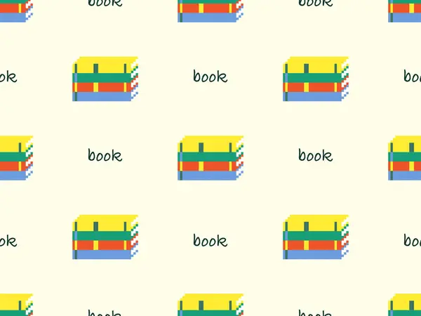 Book Cartoon Character Seamless Pattern Yellow Background — стоковый вектор
