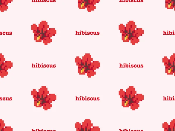 Hibiscus Karikatura Znak Bezešvé Vzor Růžovém Pozadí — Stockový vektor