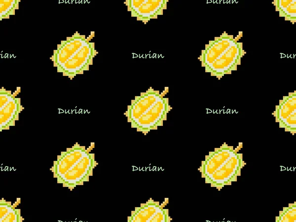 Durian Kreslený Znak Bezešvé Vzor Černém Pozadí — Stockový vektor