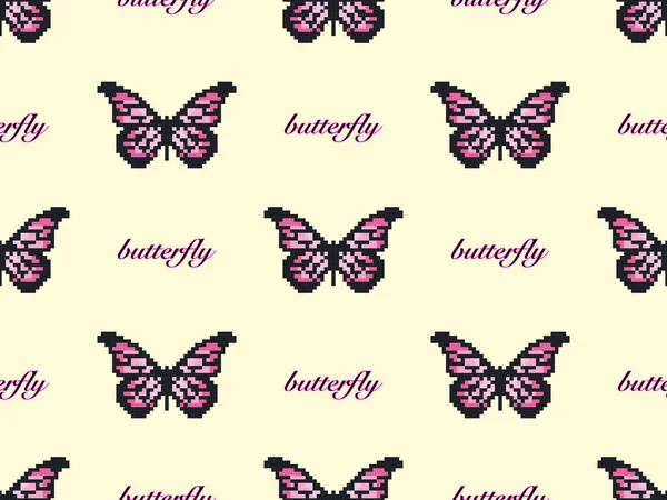 Kelebek çizgi film karakteri sarı arka planda kusursuz desen