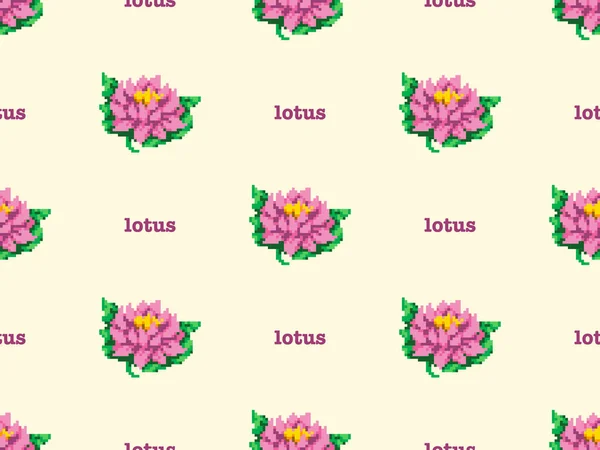 Lotus Rajzfilm Karakter Zökkenőmentes Minta Sárga Háttér — Stock Vector