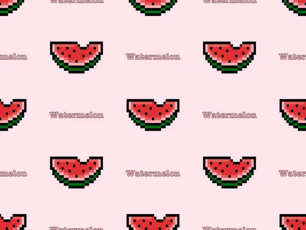 Watermeloen Cartoon Karakter Naadloos Patroon Roze Achtergrond — Stockvector