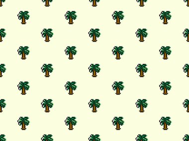 Sarı arkaplanda kusursuz ağaç çizgi film karakteri deseni.