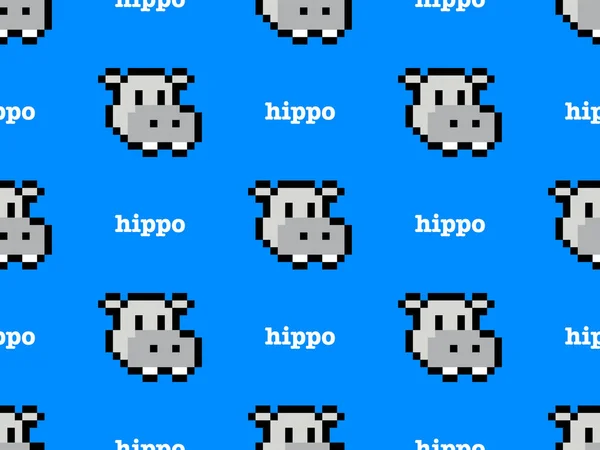 Hippo Desenho Animado Personagem Sem Costura Padrão Fundo Azul —  Vetores de Stock