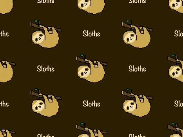 Sloths Postać Kreskówki Bezszwowy Wzór Brązowym Tle — Wektor stockowy