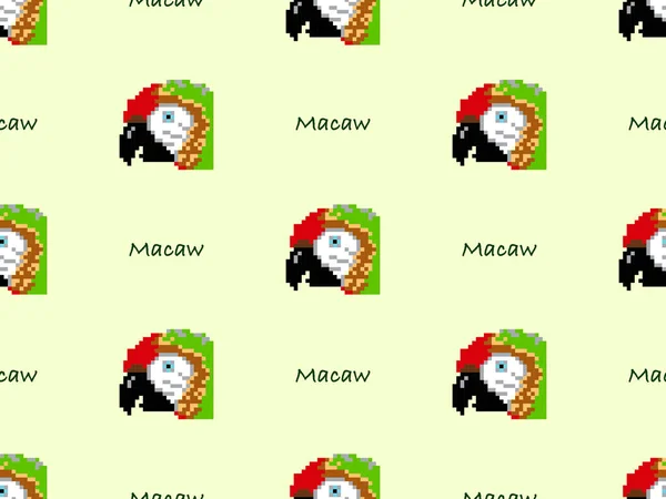 Macaw Stripfiguur Naadloos Patroon Groene Achtergrond — Stockvector