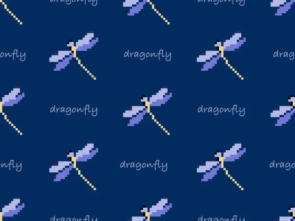 Персонаж Мультфільму Dragonfly Безшовний Візерунок Синьому Фоні — стоковий вектор