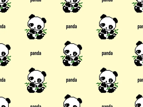 Panda Personnage Dessin Animé Motif Sans Couture Sur Fond Jaune — Image vectorielle