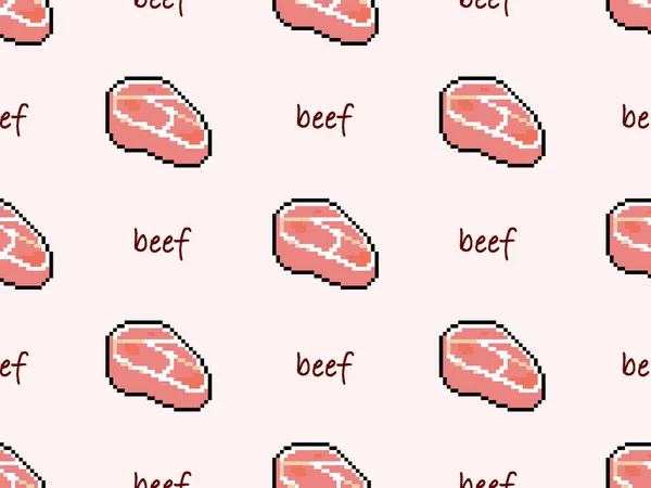 Carne Res Personaje Dibujos Animados Patrón Sin Costura Sobre Fondo — Vector de stock