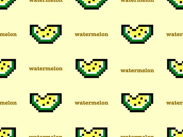 Watermelon cartoon character seamless pattern on yellow background