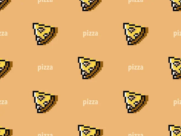 Pizza Stripfiguur Naadloos Patroon Oranje Achtergrond — Stockfoto