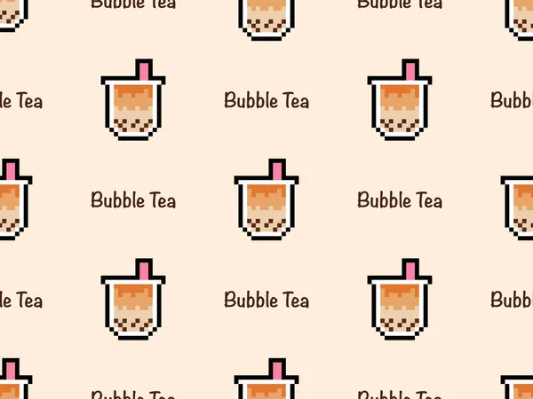 Bubble Tea Cartoon Character Seamless Pattern Orange Background — 스톡 사진