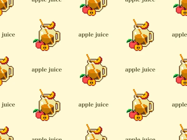 Apple juice cartoon character seamless pattern on yellow background