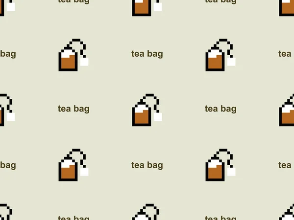 Tea Bag Cartoon Character Seamless Pattern Green Background — стоковое фото