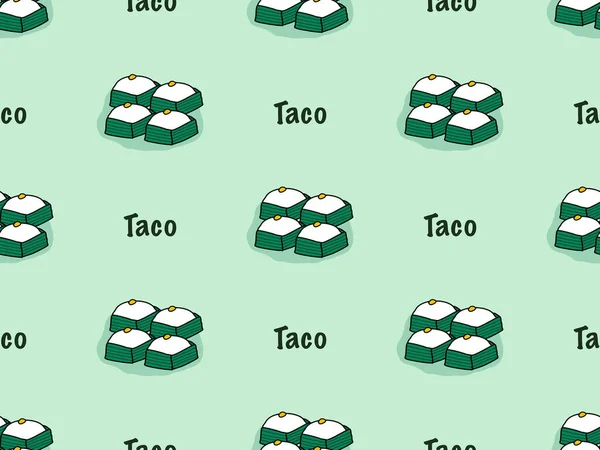 Taco Cartoon Character Seamless Pattern Green Background — 스톡 사진