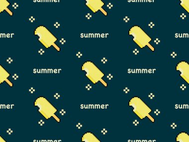 Dondurma çizgi film karakteri mavi arka planda kusursuz desen.