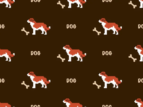 Dog cartoon character seamless pattern on orange background.