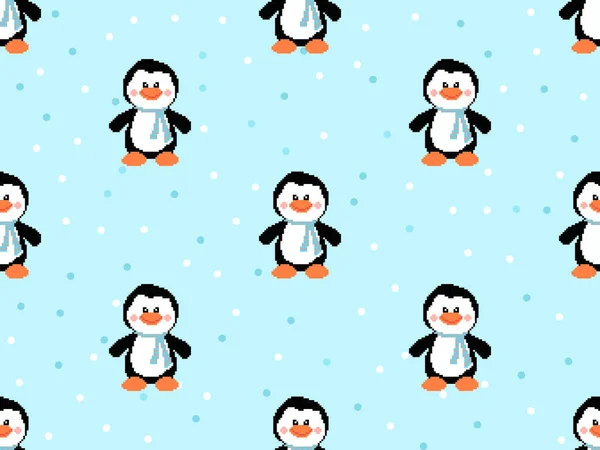 Penguin Cartoon Character Seamless Pattern Blue Background — Stock Photo, Image