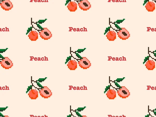 Peach cartoon character seamless pattern on orange background.