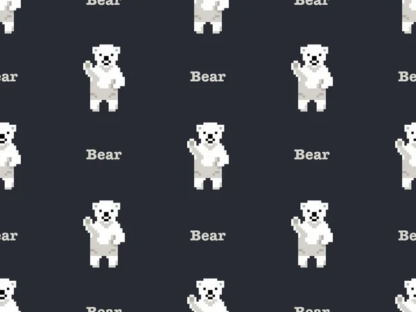 Bear cartoon character seamless pattern on black background.