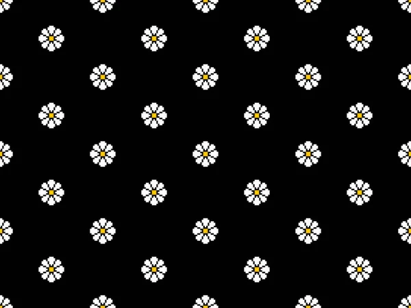 Flower Cartoon Character Seamless Pattern Black Background — Stockfoto