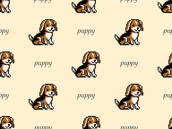 Dog Cartoon Character Seamless Pattern Yellow Background — Stock Photo, Image