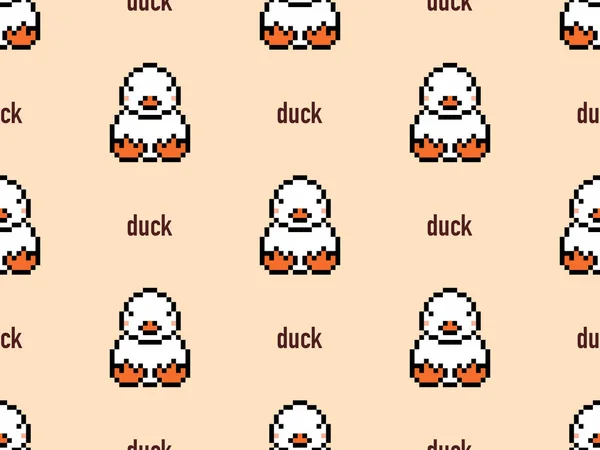 Duck cartoon character seamless pattern on orange background.